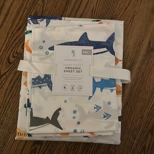 pottery barn kids Shark Party Organic Sheet & Pillowcases